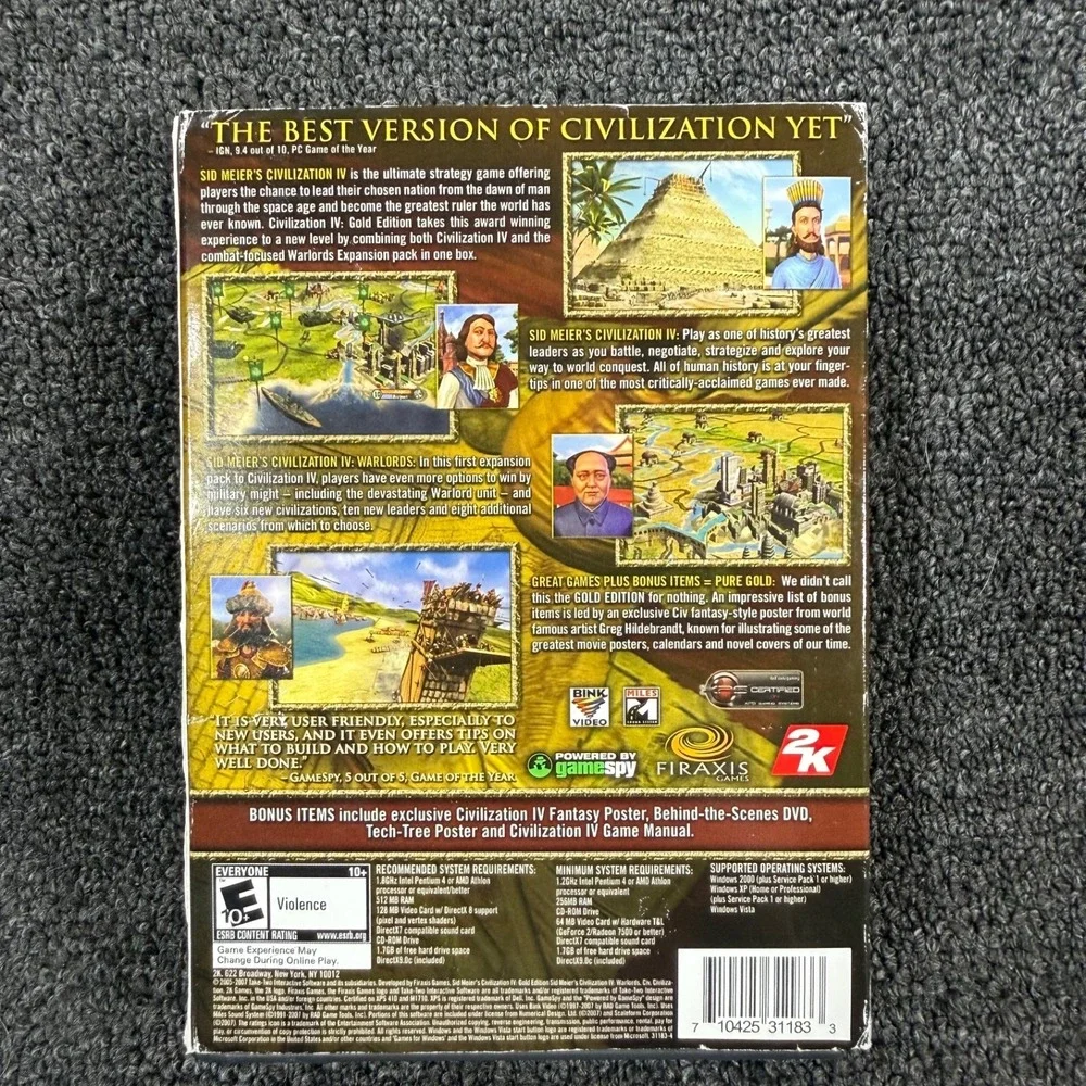 Sid Meier's Civilization IV Gold Edition PC 2007 Manual Poster UnTested